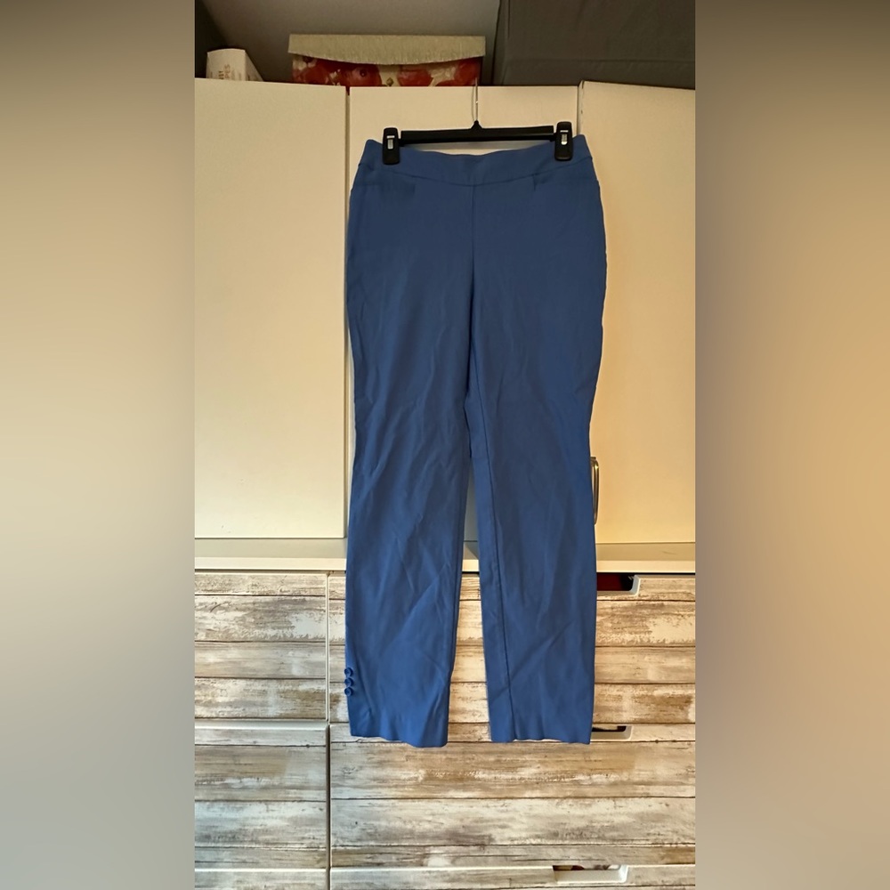 💙 Chico’s Blue Pull-On Ankle Pants 0R US 4 Stretch Career Office
